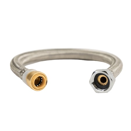 Quickfitting 1/2in Push-to-Connect x 3/4in FIP x 18in Stainless Steel Water Heater Connector LF7125FR